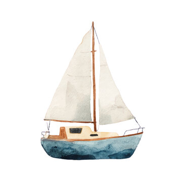 Sailing boat on the water surface.
