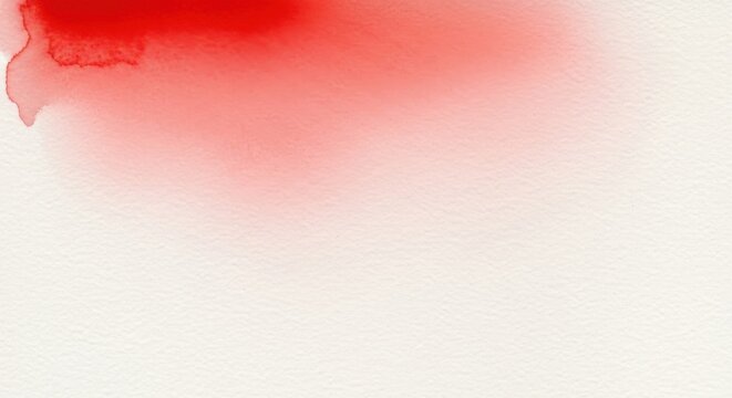 Abstract red watercolor wash on white paper texture, soft crimson ink bleed background, artistic scarlet paint splash for creative design