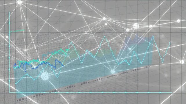 Baseline appearing, chart series growing, filled area widening, nodes lighting for data view
