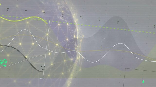 Playback starting, glowing network anchoring left while waves oscillating and marker tracing trends