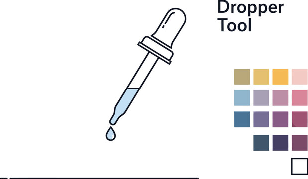 Droper tool with color palette, pipette color swatches dropper