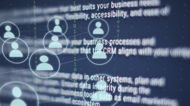 Single faint circle appearing then user nodes moving inward and connecting, showing CRM network