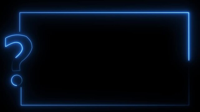 neon sign light Question mark on black background. Quiz trivia game competition. Glowing large advertisement in concept illustration.