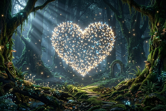 Fireflies Heart in the Forest