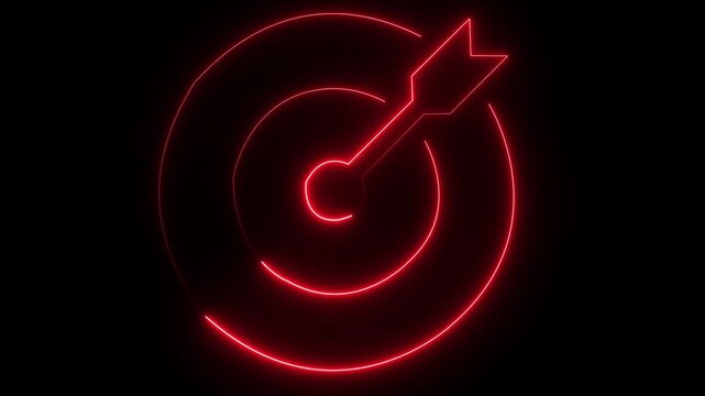 Abstract glowing neon circle teer icon animation on the black background.4k video animated.