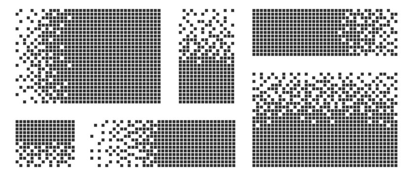 Pixel decay, Disintegration effect, Mosaic of squares, fading effect, Mosaic texture of small particles splitting
