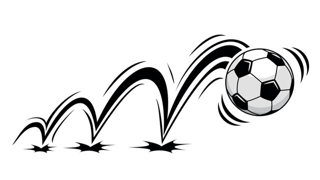 Football soccer ball bouncing jump on surface. Sport template for emblem, logo on transparent background