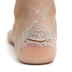 Fototapeta premium Cracked and dry foot skin close-up focusing on heel condition 
