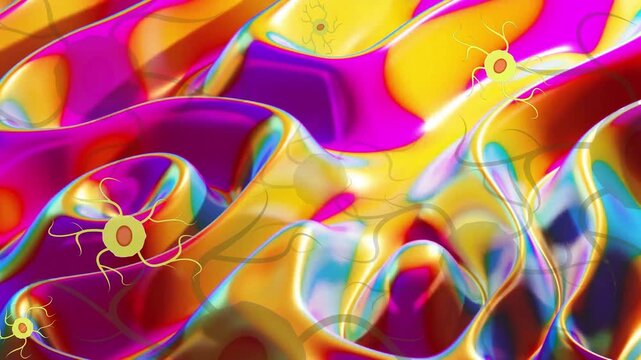 View shifting starting glossy ribbon morphing folds tightening motifs appearing and forming network
