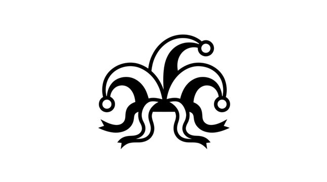 Black and white jester hat with ribbons