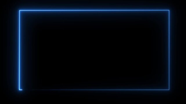 light glowing neon blue color picture frame rectangle animation icon