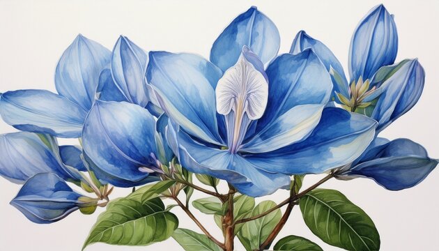 blue tosca flower watercolor drawing