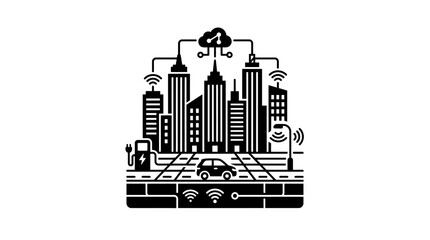 Fototapeta premium Smart City Technology Infrastructure Concept.