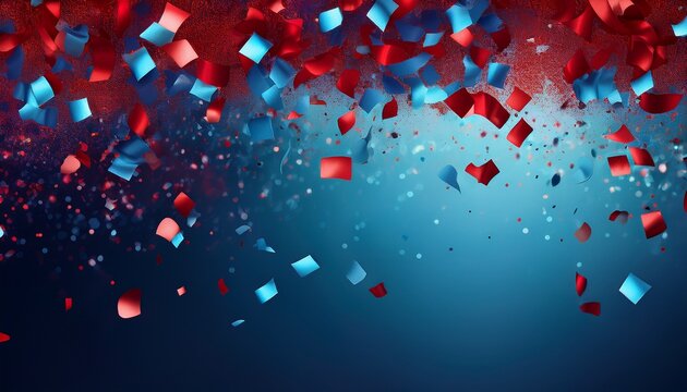background of blue and red confetti falling top border luxurious confetti paper