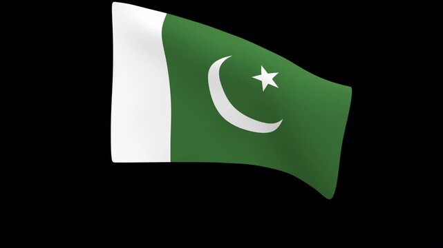 Flag of Pakistan &ndash; 3d render looped with alpha channel.