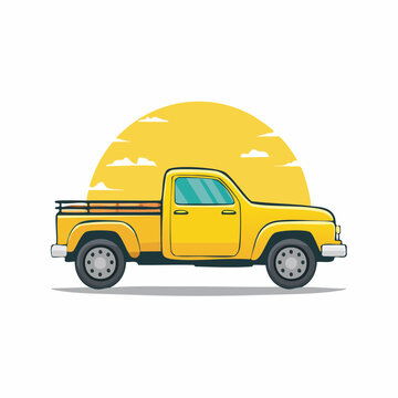 Retro Yellow Pickup Truck Illustration
