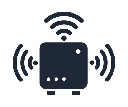 Wifi router icon with signal waves