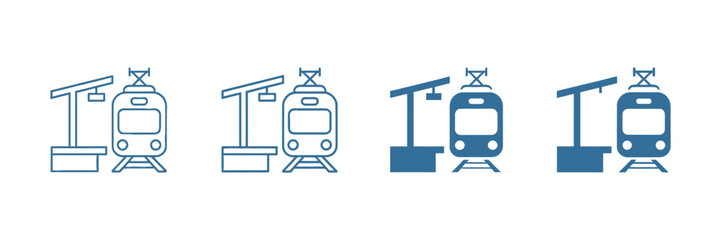 Vector railway icons collection in outline style with trains, stations, and depot transportation elements. © ARIF AHMED 02