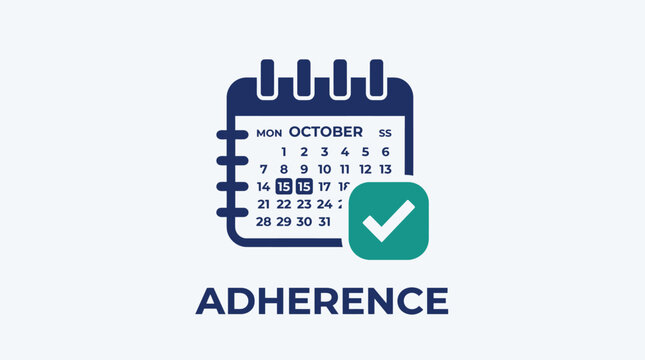 Vector graphic illustration of Adherence calendar icon with checkmark Vector