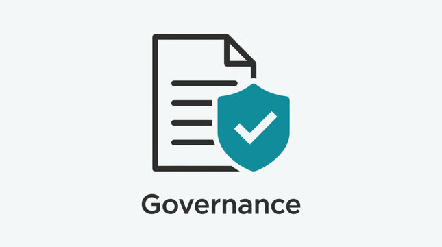Vector graphic illustration of Governance document icon with shield and checkmark Vector