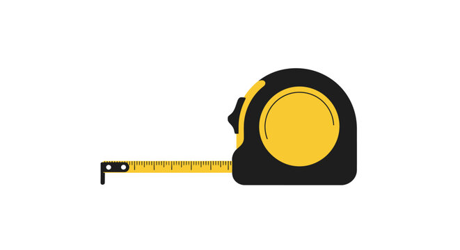 Essential retractable measuring tape vector illustration, perfect for precise length and distance measurements in construction, carpentry, and diverse home projects