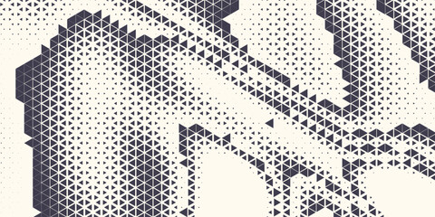 Fototapeta premium Triangle Shapes Vector Abstract Geometric Technology Background. Radial Composition Halftone Frame Triangular Retro Simple Pattern. Minimal Style Dynamic Tech Wallpaper