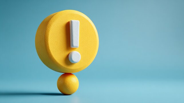 Yellow exclamation mark symbol on blue