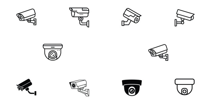 various security camera icons set