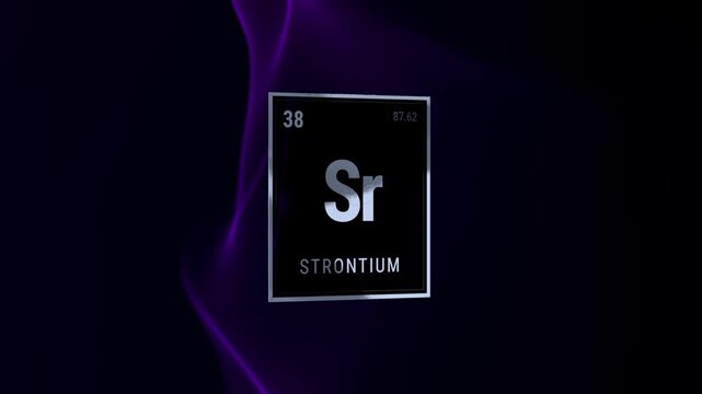 Strontium Periodic Table Element Tile on Purple Background