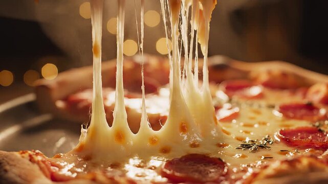 Mouthwatering Pepperoni Pizza Cheese Pull