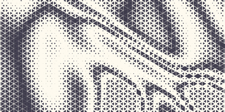 Triangle Shapes Vector Abstract Geometric Technology Background. Radial Composition Halftone Frame Triangular Retro Simple Pattern. Minimal Style Dynamic Tech Wallpaper
