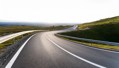 Obraz premium a winding road curves and disappears into the distance isolated on white