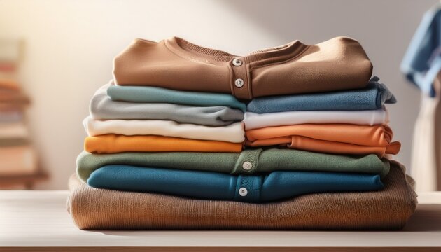 stylized stack of folded clothes ready for donation