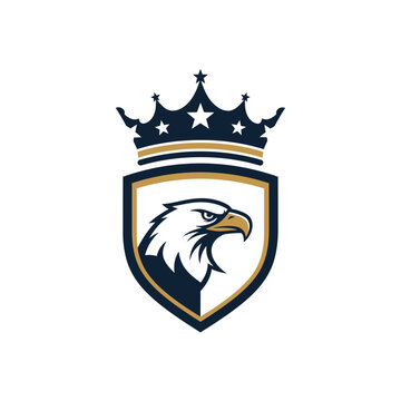 Eagle head crest with crown and stars crest logo animal logo heraldic authority prestige illustration strength patriotic organization guardian protection nobility identity