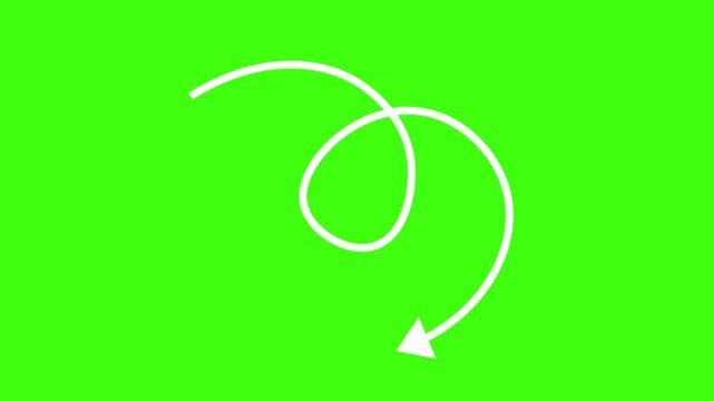 Doodle Style Loop Arrow Icon Animation on Green Screen