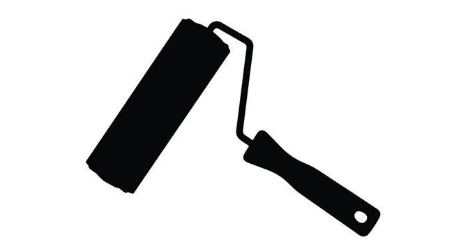 Paint roller silhouette on a white background high quality professional detailed