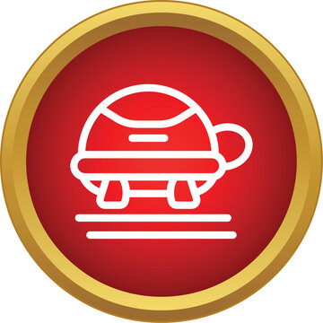 Turtle icon moving slowly on a red background with a gold border