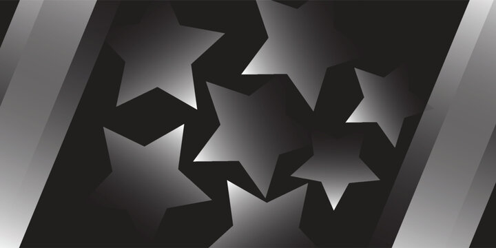 rectangles and stars in white and a black background