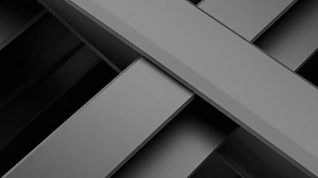 Abstract geometric pattern with overlapping gray lines and shadows in a dark background