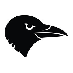 Fototapeta premium Close up raven crow bird head profile silhouette vector logo