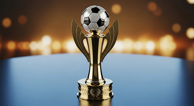 Golden oscar award trophy on reflective surface