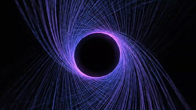 Abstract blue and purple fiber optic lines on black background