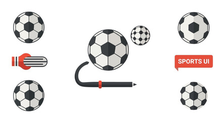 Naklejka premium Soccer ball UI elements on white background - sports design