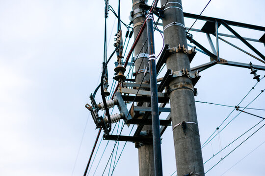 KRL commuter line electric infrastructure beside railway tracks