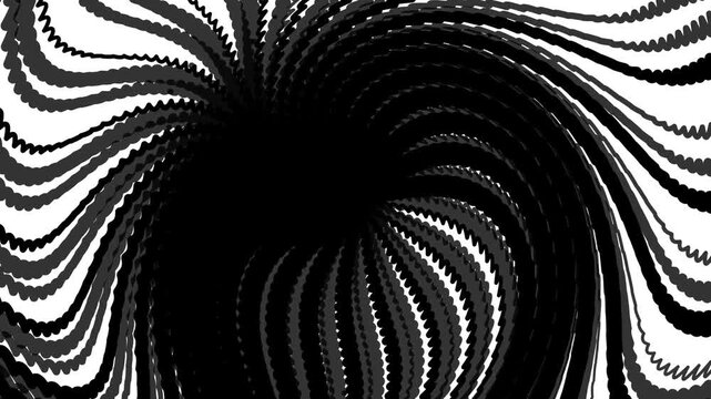 Abstract black white swirling lines expanding contracting