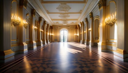 Fototapeta premium royal palace hallway sunlight impeccable interior virtual tour decorative