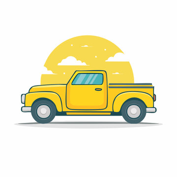 Yellow Vintage Pickup Truck Illustration