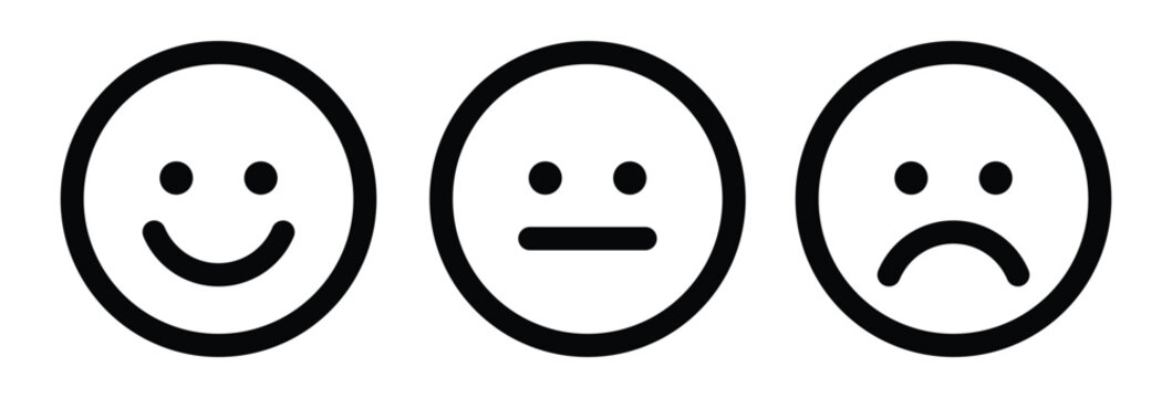 Minimal Smiley Feedback Icons Set &ndash; Happy, Neutral and Sad Faces for Rating and Customer Experience