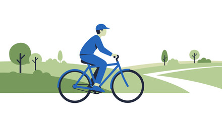 Obraz premium Active person enjoying a ride on a bicycle through a scenic park landscape on a bright day
