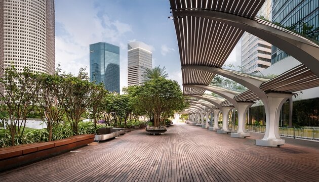 smodern walkway with shaded seating area along orchard road singapore